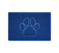 Nicoman PAW Shape Cat Litter Box Mat, Dog Food Feeding Tray Matt, Non-Slip, Easy Clean, Washable(60x40cm,Small),BLUE