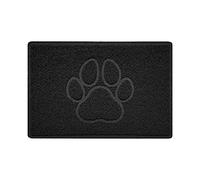 Nicoman PAW Shape Cat Litter Box Mat, Dog Food Feeding Tray Matt, Non-Slip, Easy Clean, Washable(60x40cm,Small),BLACK