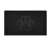 Nicoman PAW Shape Cat Litter Box Mat, Dog Food Feeding Tray Matt, Non-Slip, Easy Clean, Washable(75x44cm,Medium),BLACK