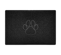Nicoman PAW Shape Cat Litter Box Mat, Dog Food Feeding Tray Matt, Non-Slip, Easy Clean, Washable(90x60cm,Large),BLACK