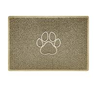 Nicoman PAW Shape Cat Litter Box Mat, Dog Food Feeding Tray Matt, Non-Slip, Easy Clean, Washable(90x60cm,Large),BEIGE