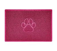 Nicoman PAW Shape Cat Litter Box Mat, Dog Food Feeding Tray Matt, Non-Slip, Easy Clean, Washable(90x60cm,Large),PINK