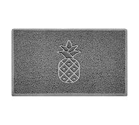 Nicoman Pineapple Embossed Shape Door Mat Dirt-Trapper Jet-Washable Doormat-(Use Outdoor ONLY)- (75x44cm/29.5x17.3inches, Medium) Grey