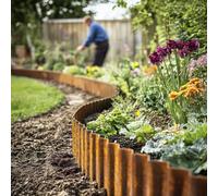 Nicoman Pre Rusted Heavy Duty Corrugated Metal Garden Border Edging 5M Long Roll