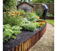 Nicoman Pre Rusted Heavy Duty Metal Border Edging Landscaping Flowerbed Pathway Roll - 6M
