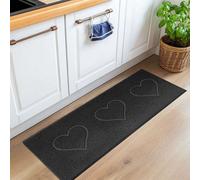 Nicoman Heart Shape Embossed Entrance Door Mat Non Slip Dirt Trapper PVC Spaghetti Mat with Rubber Base, Jet Washable Quick Drying Doormat Watertight Indoor or Outdoor - (Runner, Black, 150 x 60cm)