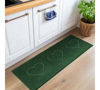 Nicoman Heart Shape Embossed Entrance Door Mat Non Slip Dirt Trapper PVC Spaghetti Mat with Rubber Base, Jet Washable Quick Drying Doormat Watertight Indoor or Outdoor - (Runner, Green, 150 x 60cm)