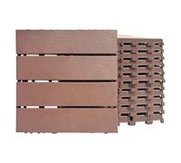 Nicoman PVC Patio Tiles with Click System - 30 x 30 cm, Waterproof and Non-Slip, Pack of 12, Stone Structure Surface - Flooring for Balcony, Patio, Garden & Pool Area (Brown-Z, 12 Pieces)