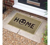Nicoman Happy Smile Face Home Door Mat｜Welcome Barrier Dirt-Trapper Floor Mat｜Patio Garden Conservatory Doormat｜Indoor Outdoor Smile Matt (Beige with Brown)