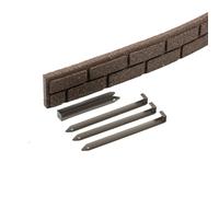 Nicoman Recycled Rubber Lawn Edging Ultra Curve Bricks Border - Brown - Pack of 12