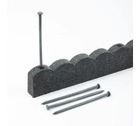 Nicoman Recycled Rubber Scallop Garden Edging Border - Pack of 1 - Grey