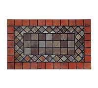 Nicoman Red Edge Tile Mat Barrier Doormat Eco-Friendly Scrape and Absorbent Indoor/Outdoor Door Mat, Regular (75x44cm), Red Border