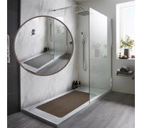 Nicoman Reversible Bath Mat Non Slip Anti Mold, Shower Mat for Tub Bathtub, Anti Slip Shower Mats for Inside Outside, Safety Washable Quick Drying Large Bath Matt (Grey/Brown, 100x40cm)
