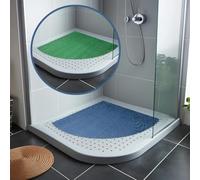 Nicoman Reversible Bath Mat Non Slip Anti Mold, Shower Mat for Tub Bathtub, Anti Slip Shower Mats for Inside Outside, Safety Washable Quick Drying Large Bath Matt (Blue/Green, QUADRANT 53x53cm)