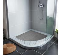 Nicoman Reversible Bath Mat Non Slip Anti Mold, Shower Mat for Tub Bathtub, Anti Slip Shower Mats for Inside Outside, Safety Washable Quick Drying Large Bath Matt (Grey/Brown, QUADRANT 53x53cm)