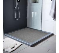 Nicoman Reversible Bath Mat Non Slip Anti Mold, Shower Mat for Tub Bathtub, Anti Slip Shower Mats for Inside Outside, Safety Washable Quick Drying Large Bath Matt (Grey/Brown, SQUARE 53x53cm)