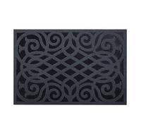 Nicoman Rubber Door Mat, Non-Slip Heavy Duty Doormat Sheltered Indoor Anti-Fatigue Easy Boot Scraper Eco-Friendly Victorian Style Indoor Entrance Mat Watertight - (Grey, Large, 91 x 61cm)