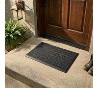 Nicoman Rubber Doormat with Integrated Brush Strips, Open Slatted Design for Drainage, Non-Slip Scraper Mat for Front Door, Porch, and Patio (Black, 24x16 inch/60x40 cm)