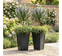 Nicoman 47.3L Tall Square Planter, 57cm Height, Black, Weather Resistant, Indoor and Outdoor Use, 37x37x57cm, Elegant Potted Plant for Patio, Garden, Balcony & Entrance (Plank, Pack of 2)
