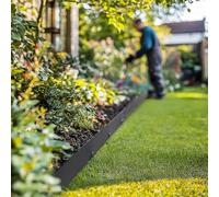 Nicoman Set of 5 Heavy Duty 1m Long Metal Garden Border Edging Set in Dark Grey Nicoman Dark Grey