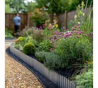 Nicoman Silver Metal Lawn Edging Border Landscaping Pathway Corrugated Roll - 6M