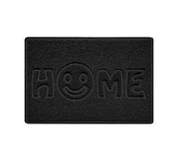 Nicoman SMILEY FACE Embossed Shape Door Mat Dirt-Trapper Jet-Washable Doormat-(Use Indoor or Sheltered Outdoor)- (60x40cm/23.6x15.7inches, Small) Black