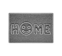 Nicoman SMILEY FACE Embossed Shape Door Mat Dirt-Trapper Jet-Washable Doormat-(Use Indoor or Sheltered Outdoor)-(60x40cm/23.6x15.7inches, Small) Grey