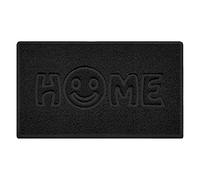 Nicoman SMILEY FACE Embossed Shape Door Mat Dirt-Trapper Jet-Washable Doormat-(Use Outdoor ONLY)- (75x44cm/29.5x17.3inches, Medium) Black