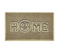 Nicoman SMILEY FACE Embossed Shape Door Mat Dirt-Trapper Washable Barrier Doormat-(Use Indoor or Sheltered Outdoor)-(75x44cm/29.5x17.3inches,Medium) Beige