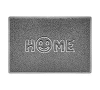 Nicoman SMILEY FACE Embossed Shape Door Mat Dirt-Trapper Washable Barrier Doormat-(Use Indoor or Sheltered Outdoor)-(90x60cm/3x2ft,Large) Grey