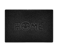 Nicoman SMILEY FACE Embossed Shape Door Mat Dirt-Trapper Washable Barrier Doormat-(Use Indoor or Sheltered Outdoor)-(90x60cm/3x2ft,Large) Black