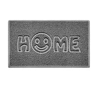 Nicoman SMILEY FACE Embossed Shape Door Mat Dirt-Trapper Washable Barrier Doormat-(Use Indoor or Sheltered Outdoor)-(75x44cm/29.5x17.3inches,Medium) Grey