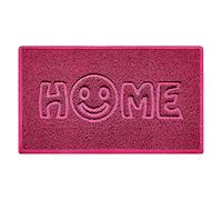 Nicoman SMILEY FACE Embossed Shape Door Mat Dirt-Trapper Washable Barrier Doormat-(Use Indoor or Sheltered Outdoor)-(75x44cm/29.5x17.3inches,Medium) Pink