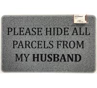 Nicoman Spaghetti Novelty UV Print Funny Door Mat 75 x 45cm - Please HIDE All Parcels From My Husband in Grey | Size: 44 cm x 70 cm Nicoman Grey 44 cm x 70 cm