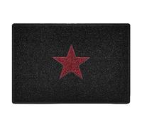 Nicoman STAR Door Mat|Entrance Barrier Dirt-Trapper Floor Mat|Patio Garden Conservatory Doormat|Indoor Outdoor Matt|Black with Red Star, Large 90x60cm/3x2ft