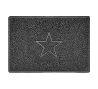 Nicoman Star Embossed Shape Door Mat Dirt Trapper PVC Spaghetti Mat Washable Quick Drying Barrier Doormat-Dark Grey (Drainage Open-Back)-Large (90x60cm)