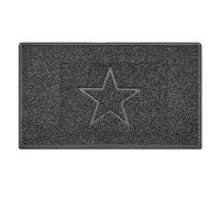 Nicoman Star Embossed Shape Door Mat Dirt-Trapper Washable Barrier Doormat-Dark Grey (Drainage Open-Back)-Medium (75x44cm)