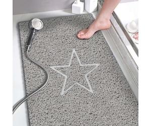 Nicoman Star Extra Long Bath Mat Non Slip Anti Mould, 40x100 cm Bath Mats for Inside Shower, Rectangular Loofah Grey Bathmats for Bathtubs Toilet Bathroom Floor, PVC Bathtub Runner for Elderly