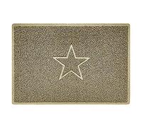 Nicoman Star Shape Embossed Entrance Door Mat Non Slip Dirt Trapper PVC Spaghetti Mat with Rubber Base, Jet Washable Quick Drying Doormat Indoor or Outdoor - (Large, Beige, 90 x 60cm)