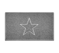 Nicoman Star Shape Embossed Entrance Door Mat Non Slip Dirt Trapper PVC Spaghetti Mat with Rubber Base, Jet Washable Quick Drying Doormat Indoor or Outdoor - (Medium, Grey, 75 x 44cm)
