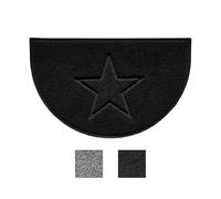 Nicoman Star Shape Embossed Entrance Door Mat Non Slip Dirt Trapper PVC Spaghetti Mat with Rubber Base, Jet Washable Quick Drying Doormat Drainage Outdoor Use Only - (Half-Moon, Black, 70 x 44cm)