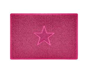 Nicoman Star Shape Embossed Entrance Door Mat Non Slip Dirt Trapper PVC Spaghetti Mat with Rubber Base, Jet Washable Quick Drying Doormat Indoor or Outdoor - (Large, Pink, 90 x 60cm)