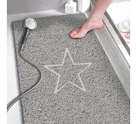 Nicoman Star Shower Mat Non Slip Anti Mould, 40x60 cm Bath Mats for Inside Shower, Phthalate Free Loofah Grey Bathmats for Bathtubs Toilet Bathroom Floor, PVC Bath Rugs Quick Drying, Washable
