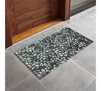 Nicoman Pebble Stone Pattern Barrier Doormat Eco-Friendly Scrape and Absorbent Indoor/Outdoor Door Mat, Rectangular (60x40cm), Pebbles Grey