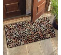Nicoman Pebble Stone Pattern Barrier Doormat Eco-Friendly Scrape and Absorbent Indoor/Outdoor Door Mat, Rectangular (60x40cm), Pebbles Brown