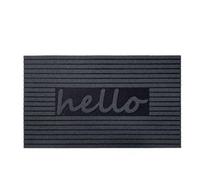 Nicoman Stripe line HELLO Doormat Eco-Friendly Rubber Scrape and Absorbent Indoor/Outdoor Door Mat, Regular (75x44cm), Grey