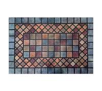 Nicoman Tile Heavy Duty Boot Scraper Doormat, Non-Slip Anti-Fatigue Eco-Friendly Rubber Indoor/Outdoor Door Mat, Rectangular (90x60cm), Blue Border