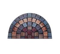 Nicoman Elegant Tile Mat Barrier Doormat Eco-Friendly Scrape and Non-Slip Indoor/Outdoor Door Mat, Halfmoon (75x44cm), Blue Border