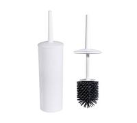 Nicoman Toilet Brush & Drainage Holder Turbular - Flex Silicone Anti-Clog/Anti-Drip, White 1-Pack