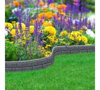 Nicoman Ultra-Curve Ez Border Flexible Brick Effect Rubber Garden Border Edging - Grey - Pack Of 1